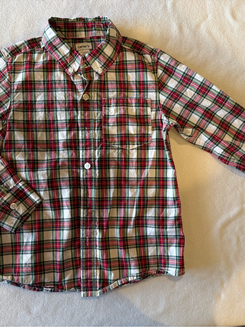 Carter's Red, Green & White Plaid Button-Down Shirt